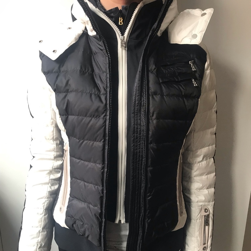 Bogner Black & White Double Zipper Ski Jacket